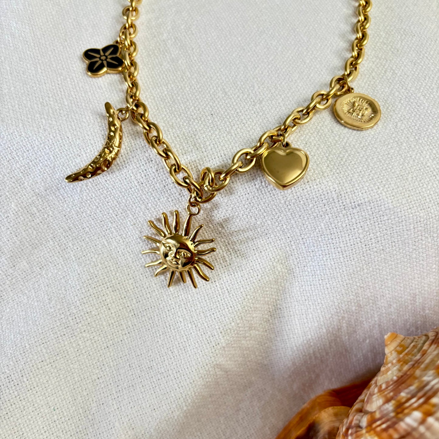 Collier breloques • Acier inoxydable doré