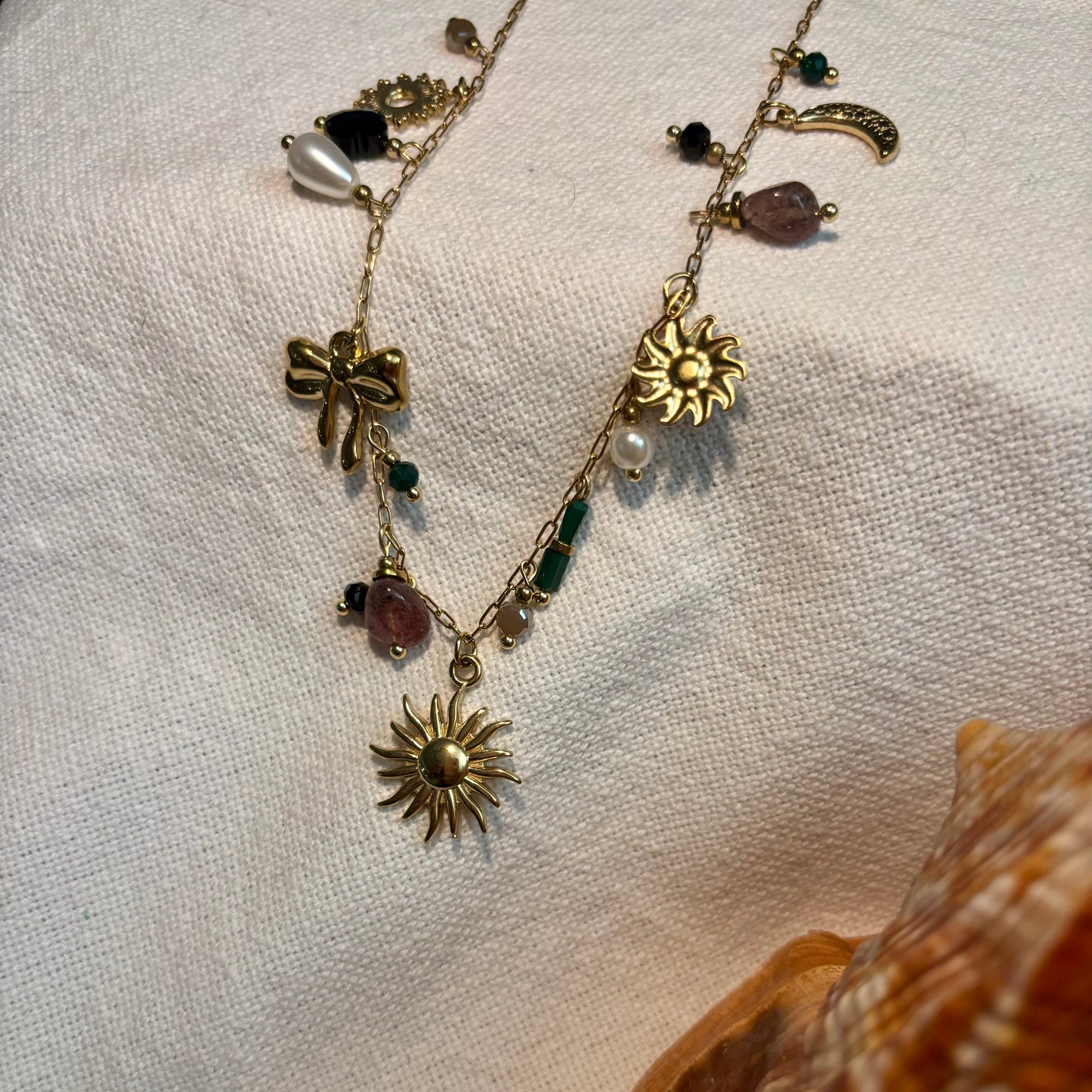 Collier breloques • Acier inoxydable doré