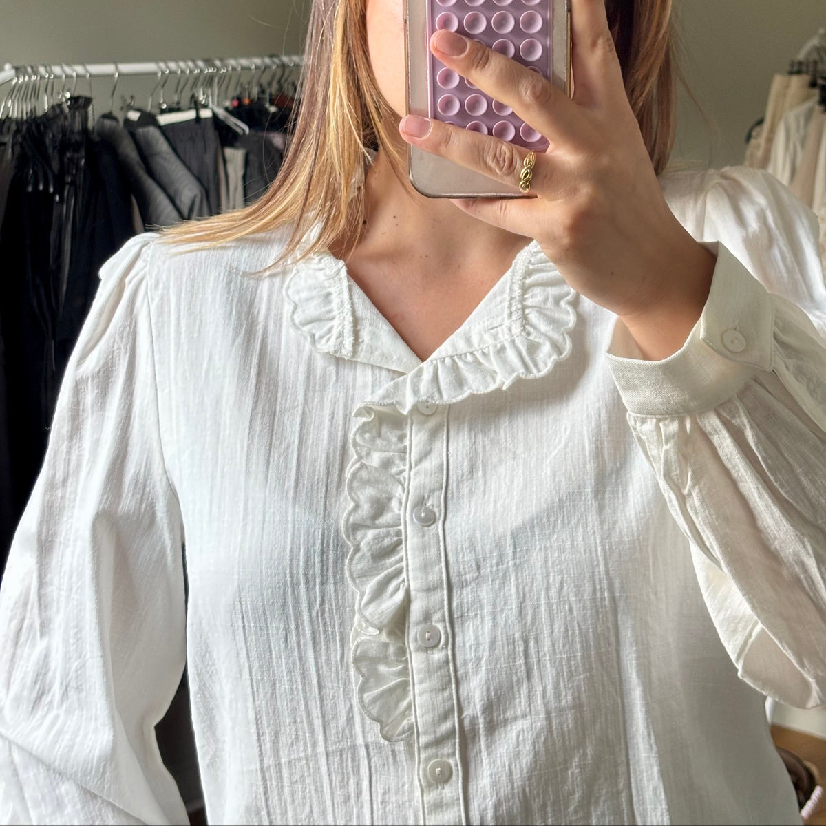 Chemise blanche col volanté