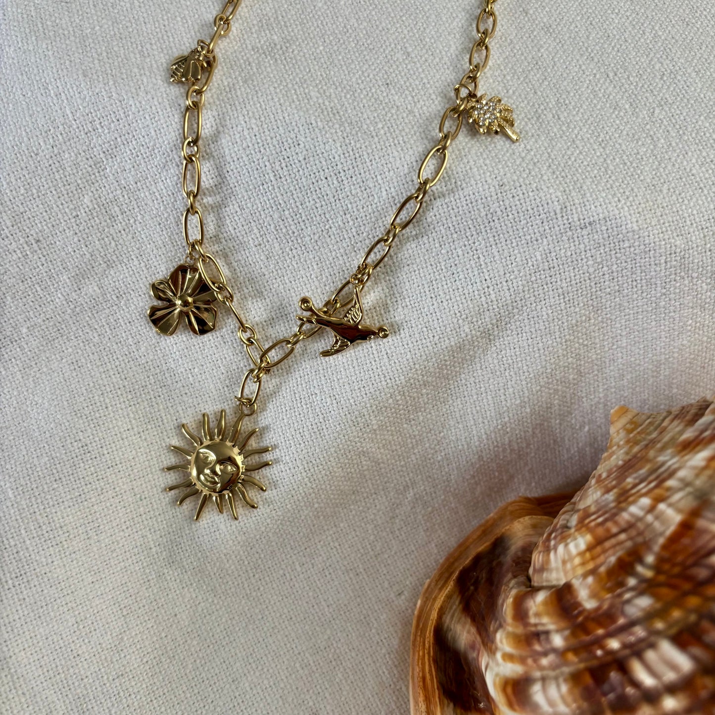 Collier breloques • Acier inoxydable doré