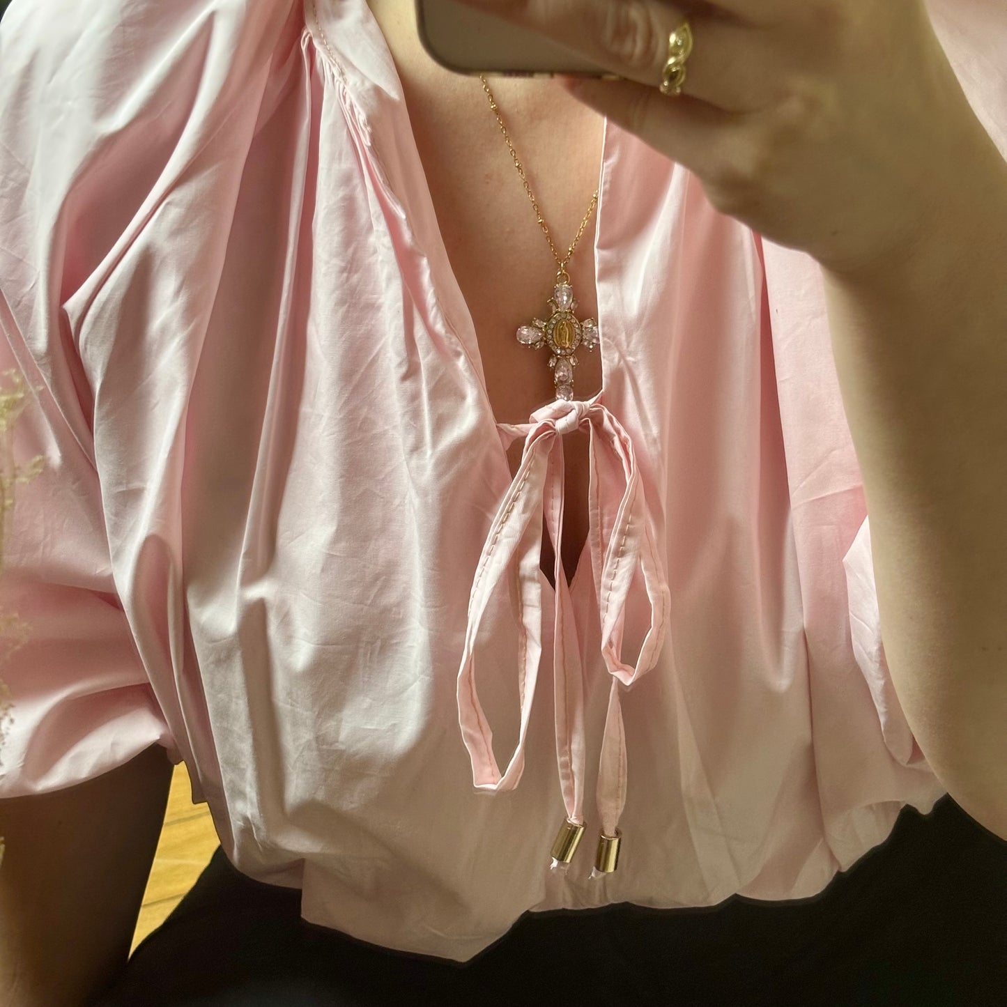 Blouse rose pastel - Coupe ballon