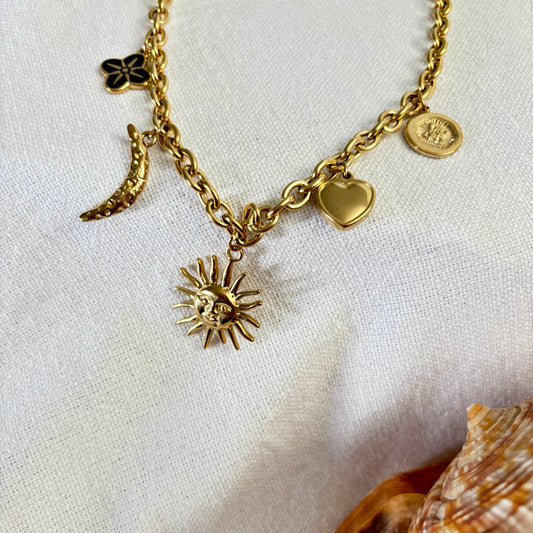 Collier breloques • Acier inoxydable doré