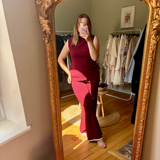 Ensemble en maille bordeaux