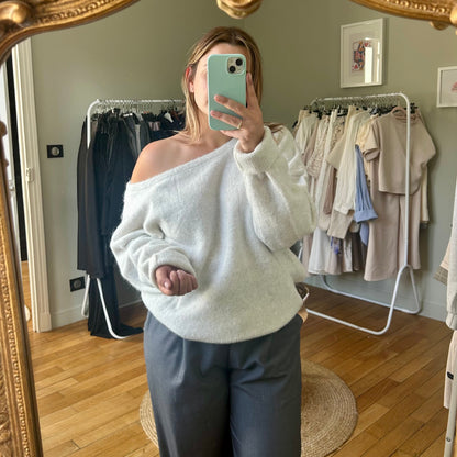 Pull en maille coupe oversize gris clair
