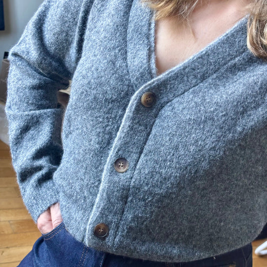 Gilet gris maille douce
