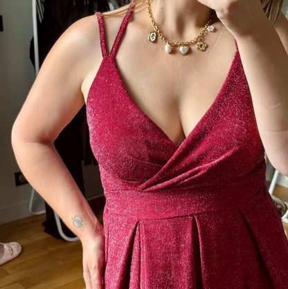 Robe longue rouge pailletée