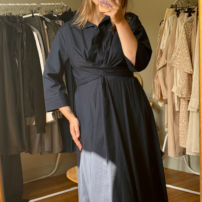 Robe chemise longue bleu marine