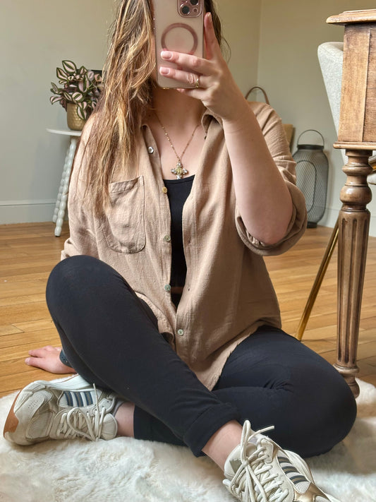 Chemise oversize camel