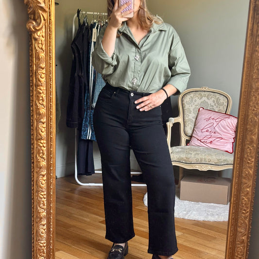 Chemise kaki boutons bijoux