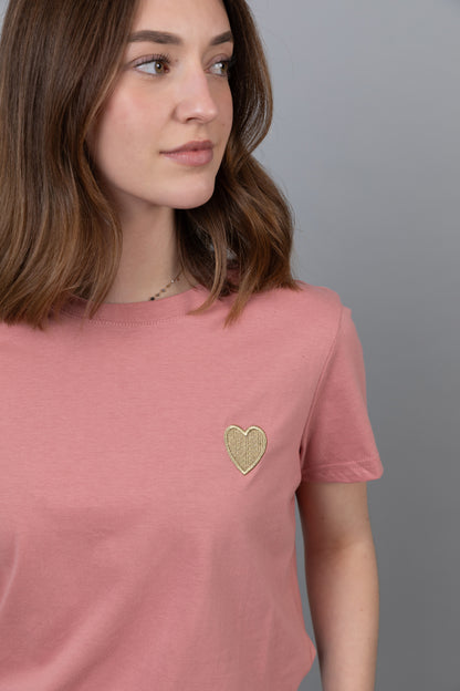 Camiseta de corazón dorado