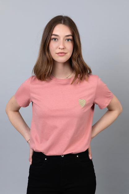 Camiseta de corazón dorado
