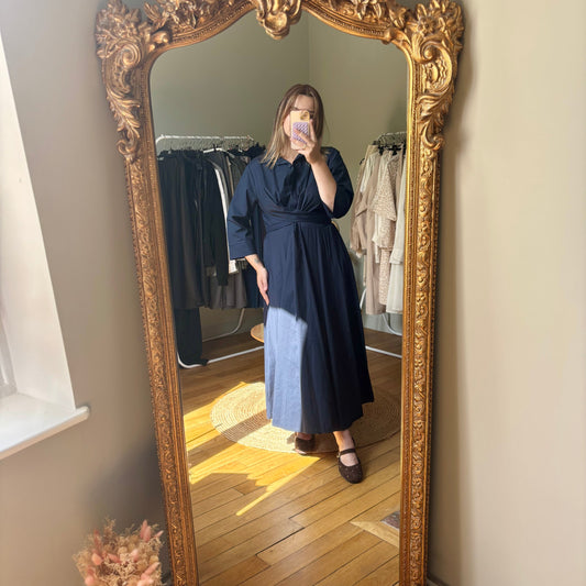 Robe chemise longue bleu marine