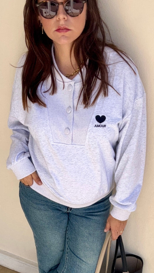 Pull comfy gris amour