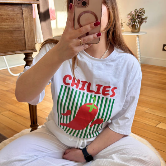 T-shirt blanc "CHILIES"