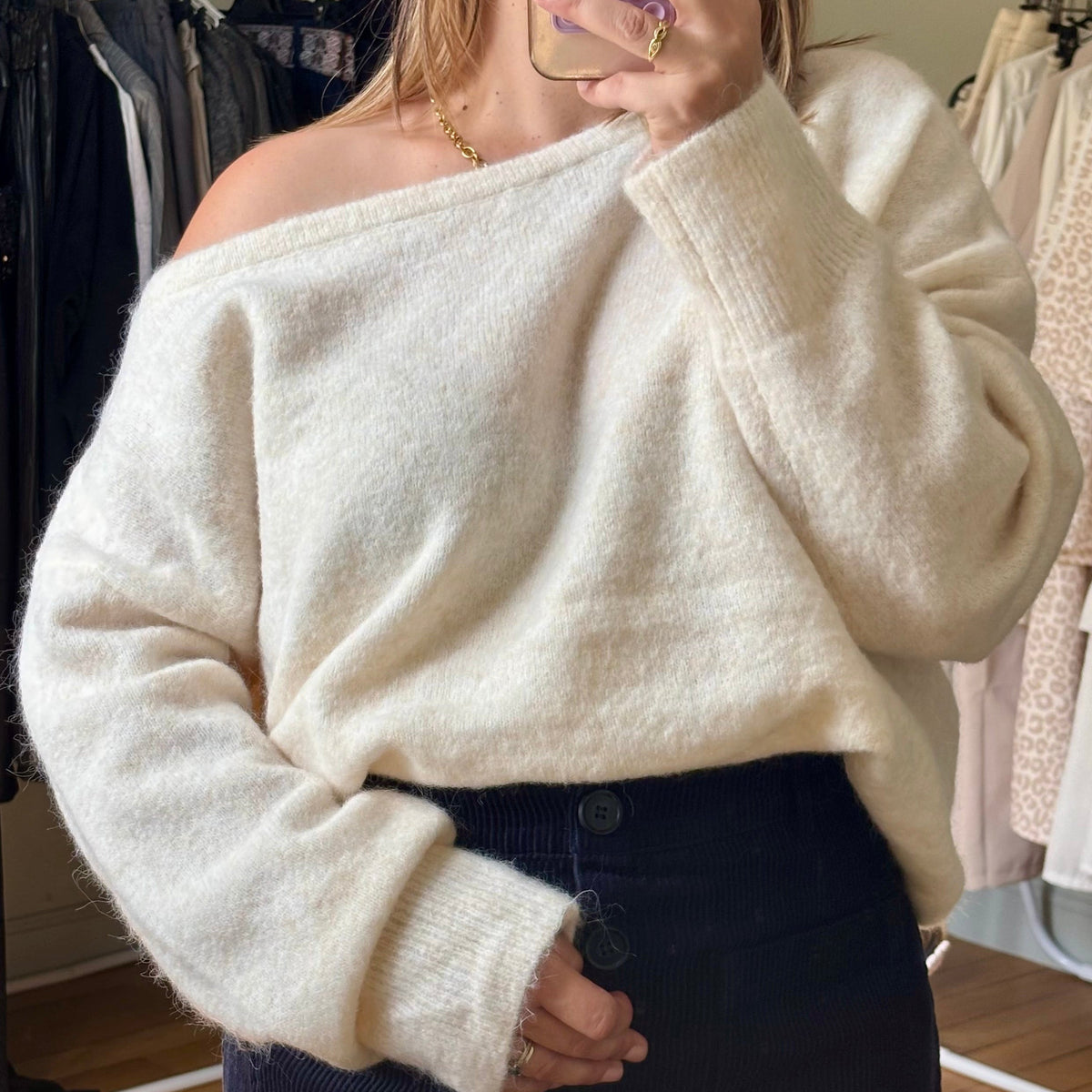 Pull en maille coupe oversize beige