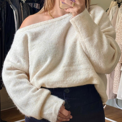 Pull en maille coupe oversize beige