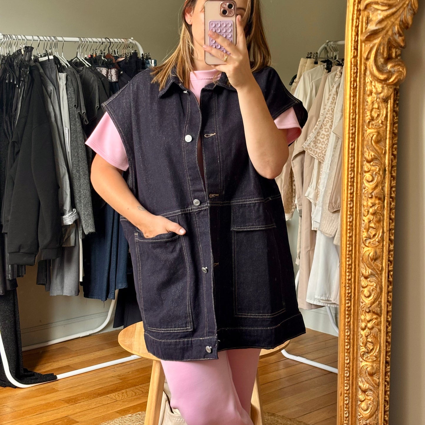 Veste sans manches oversize denim brut