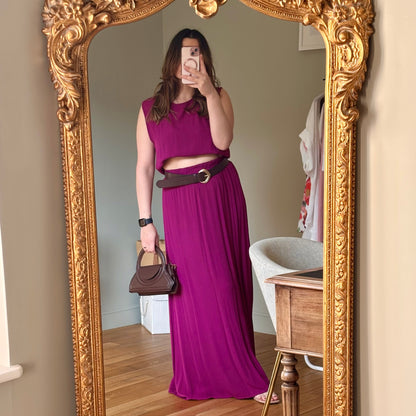 Ensemble jupe longue & top mauve