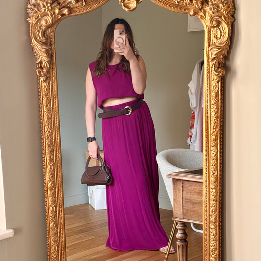 Ensemble jupe longue & top mauve