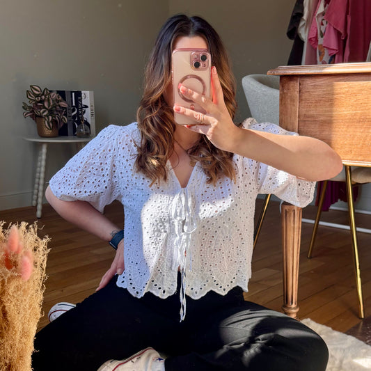 Top broderie anglaise blanc