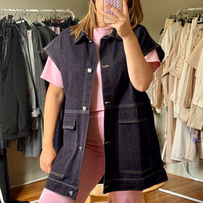 Veste sans manches oversize denim brut