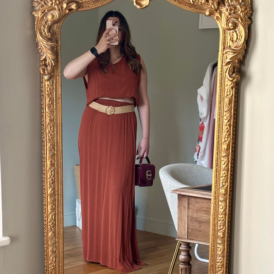 Ensemble jupe longue & top terracotta