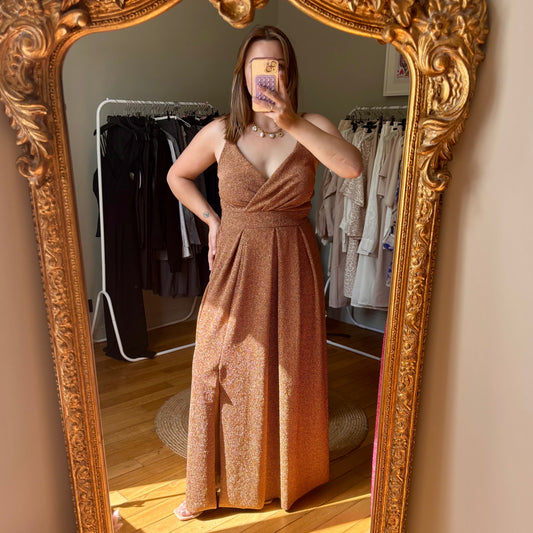 Robe longue doré pailletée
