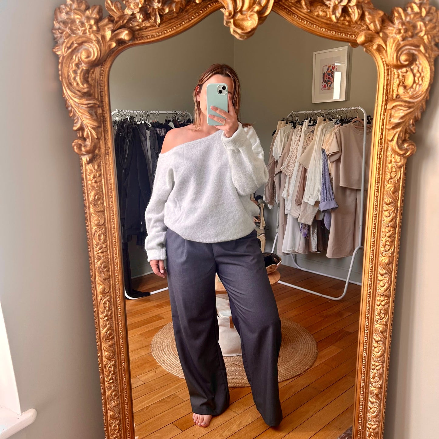 Pull en maille coupe oversize gris clair