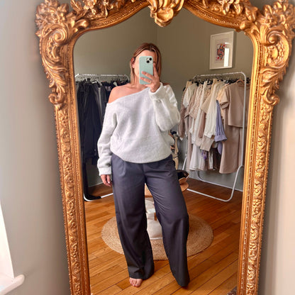 Pull en maille coupe oversize gris clair
