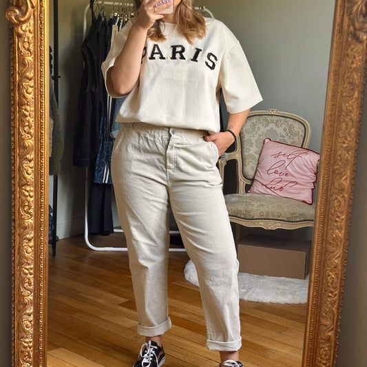 Pantalon beige côtelé