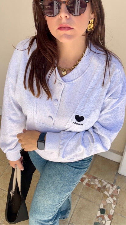Pull comfy gris amour