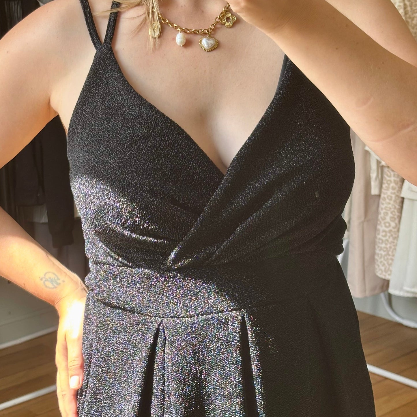 Robe longue noir pailletée