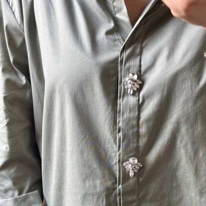 Chemise kaki boutons bijoux