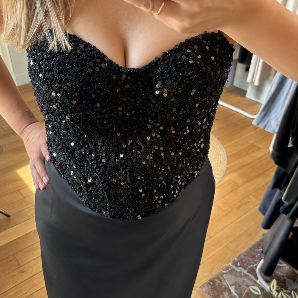 Bustier en sequin noir