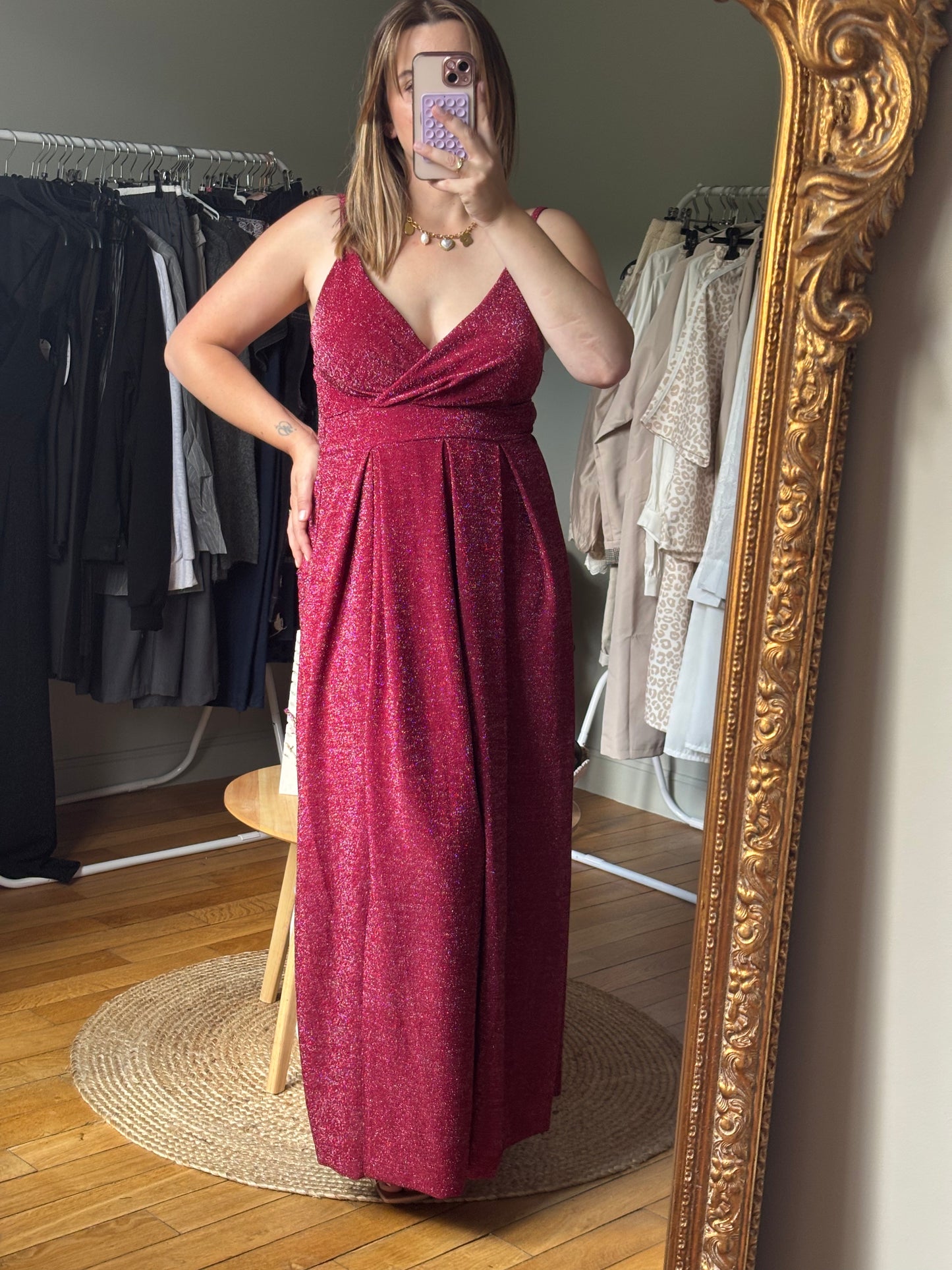 Robe longue Rouge pailletée