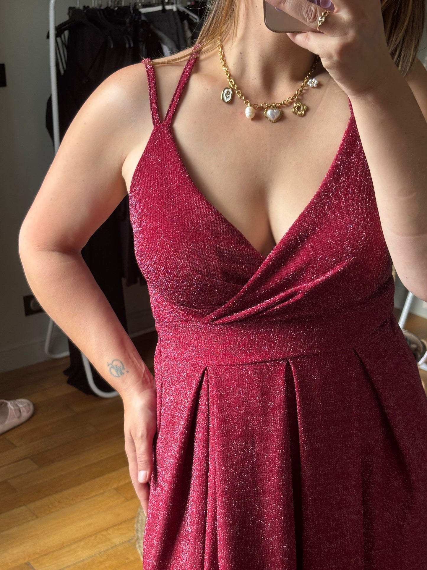 Robe longue Rouge pailletée