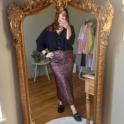 Jupe satinée léopard deux coloris