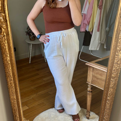 Pantalon en gaze de coton deux coloris