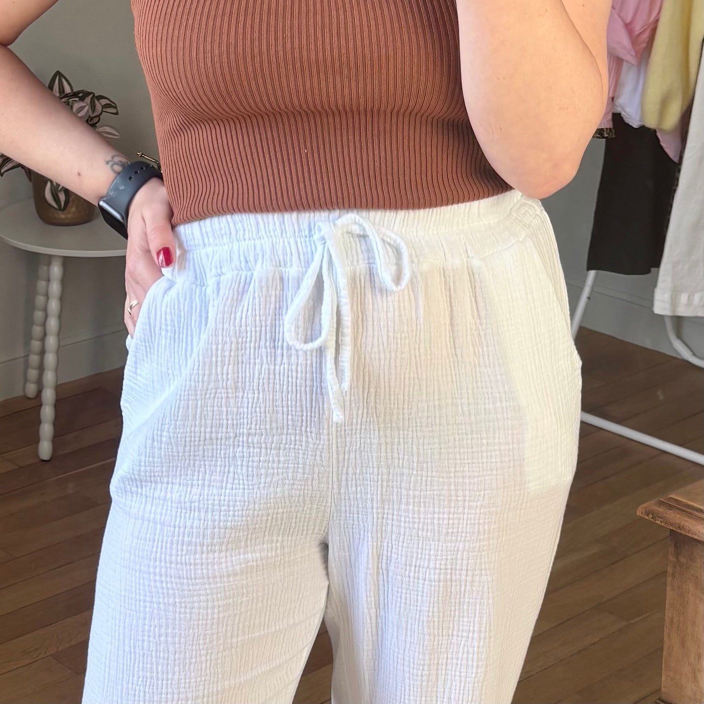 Pantalon en gaze de coton deux coloris
