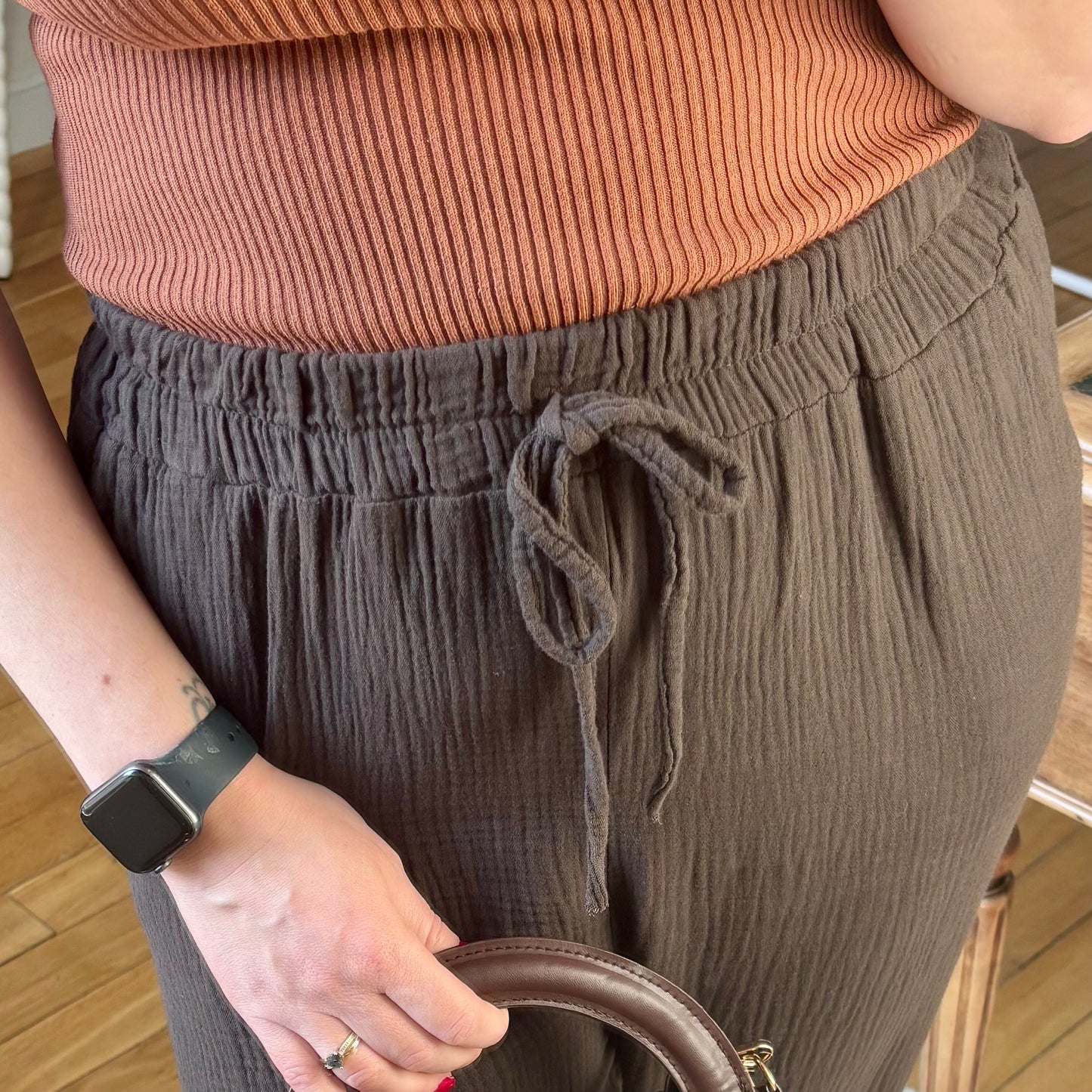 Pantalon en gaze de coton deux coloris