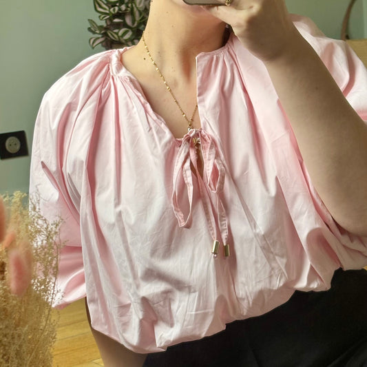 Blouse rose pastel - Coupe ballon
